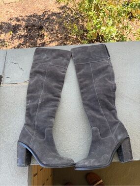 Steve Madden Gray Over-the-Knee Suede Block Heel Boots